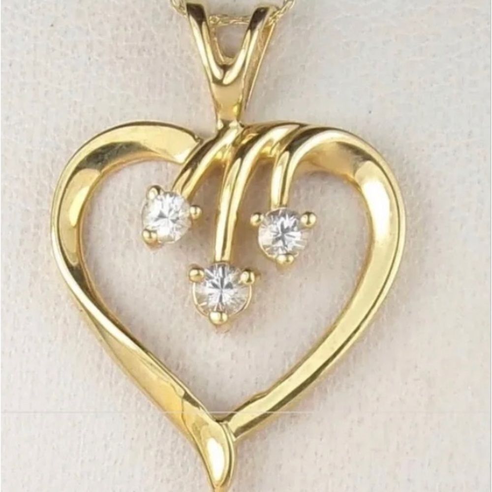 💖 Alwand Vahan 10k Gold 3 Diamond .18 tcw Heart Fine Pendant Necklace 18.5"💖
